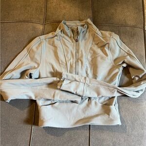 90 Degree By Reflex Light Gray Ribbed Half-Zip Jacket